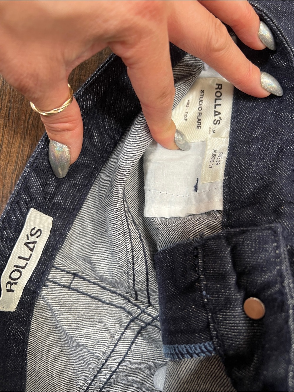 FREE SHIP - ROLLA'S Dark Indigo Studio Flare Jeans - Picture 3 of 8